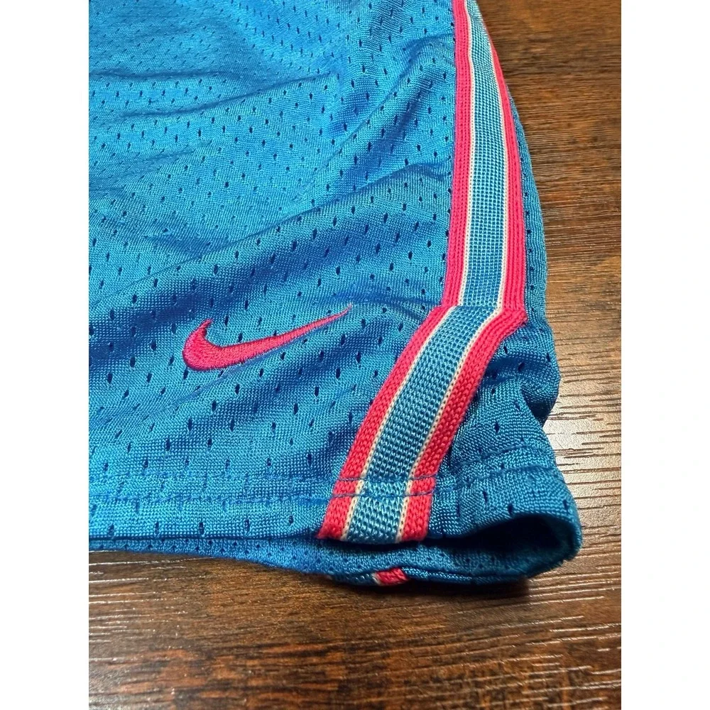 Girls vintage Y2K mesh athletic dri-fit shorts, pink and teal.  Size LG 10/12